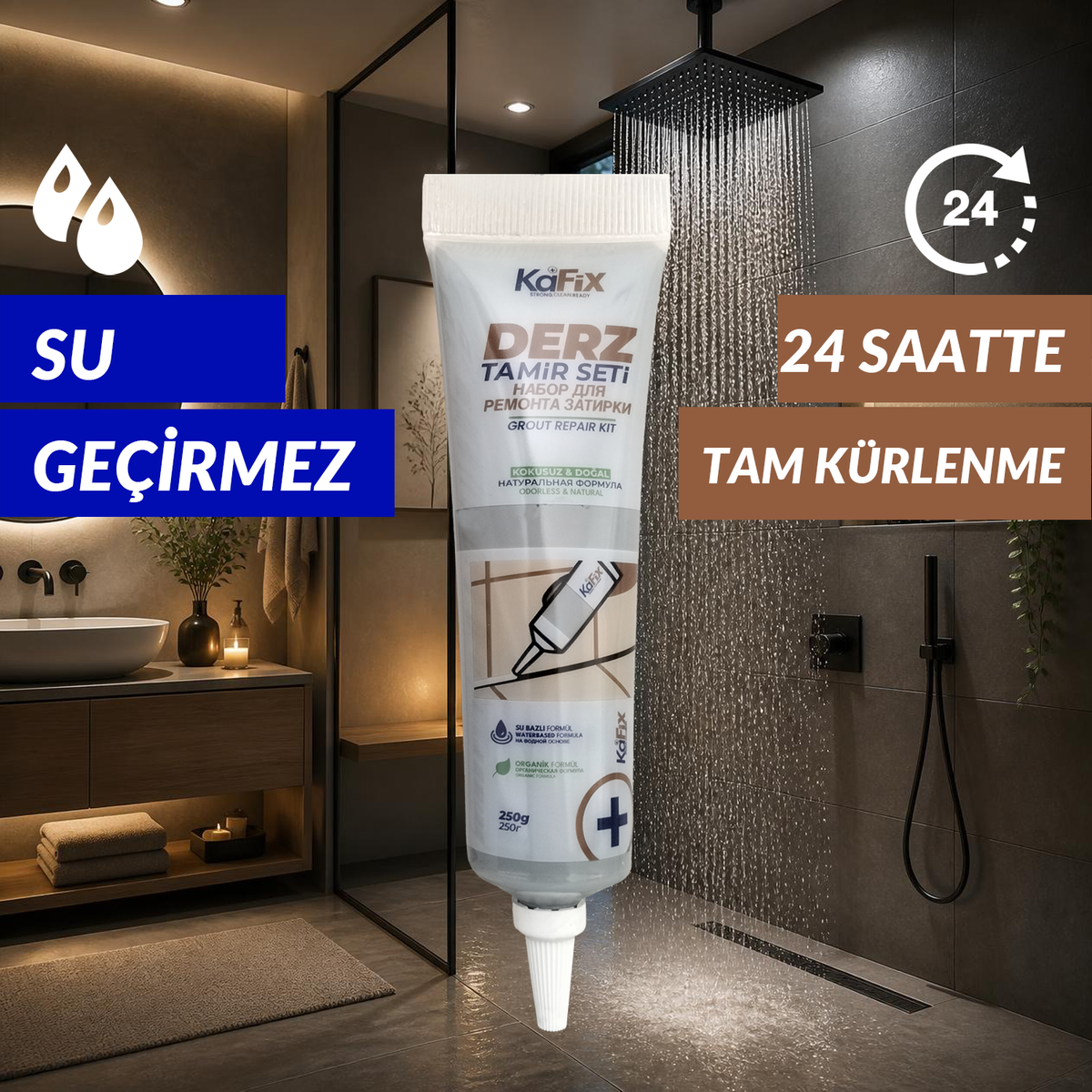 Gri Set Fayans Derz Tamir Kiti - 250gr Derz Dolgu, Derz Sökme Aleti, Sökme Testeresi ve Sünger ile Birlikte